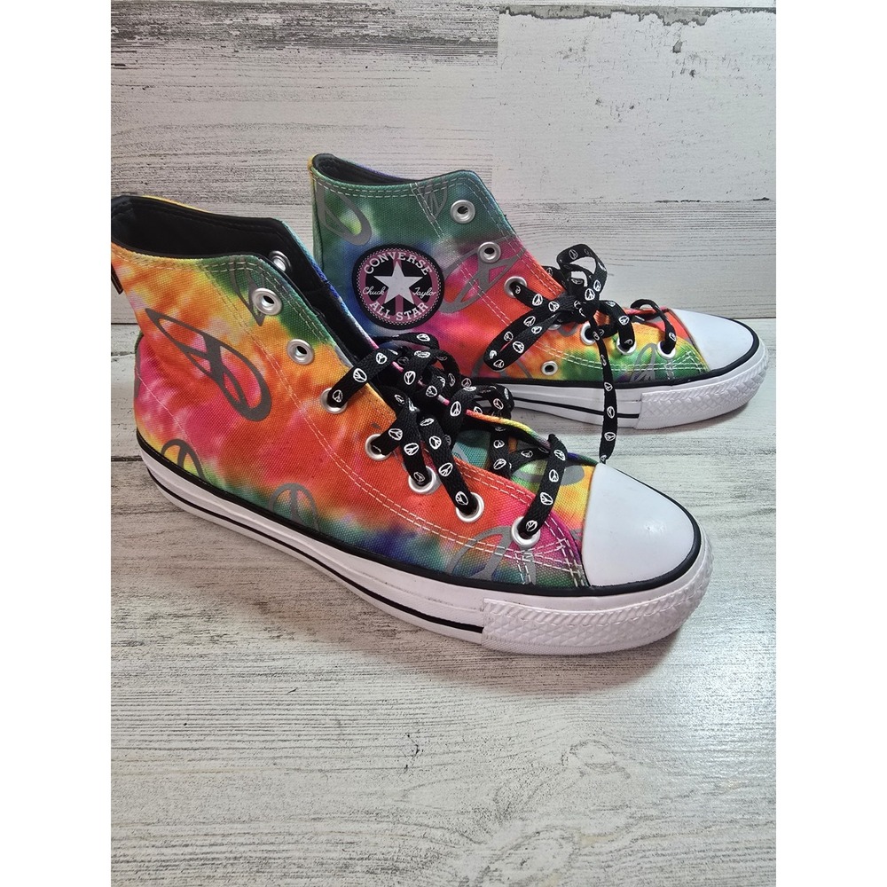 Converse Chuck Taylor Pro‎ CONS Tie Dye Peace Sign High Top Sneakers Mens 5